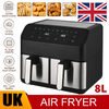 8L Dual Zone Digital Air Fryer Oven Cooker With 10 Cooking Functions Oil Free UK