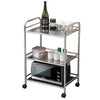 3 Tiers Storage Racks Holders ABS Stainless Steel Trolley with Wheels Kitchen