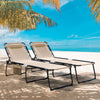 Portable Patio Sun Lounger with Detachable Pillow & Pocket-Beige