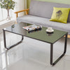 Modern Glass Coffee Table Side End Table Black Metal Legs Living Room Furniture