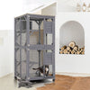 Wooden Cat House Kitten Cage Enclosure on Wheels w/Asphalt Roof 2 Platforms