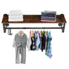 Thicken Metal Pipe Clothes Rack Wooden Clothes Hanger Shelf Holder Garment Rail