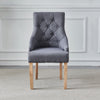 2x Fabric PU Leather Dining Chairs Button-Tufted Upholstered Wood Legs Armchairs