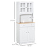 Kitchen Cupboard Storage Cabinet w/ Adjustable Shelves, Cable Management, White