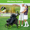 4-wheel Golf Trolley Push and Pull Golf Trolley with Scoreboard Bag-Green