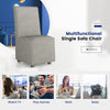 Modern Armless Accent Chair Upholstered Linen Fabric Chair w/Resistance Casters