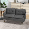 Modern Upholstered Two Seater Sofa for Bedroom Living Room Dark Grey