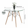 90cm Glass Dining Table Wood Legs Kitchen Lounge Coffee Working Restaurant Table