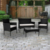 Rattan Garden Furniture 4 Piece Set Outdoor Patio Wicker Sofa Set Chairs Table