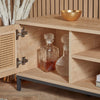 Rattan TV Unit Cabinet Stand Wood Effect 2 Door Storage Shelves | VonHaus