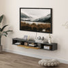 Grey Floating TV Stand Cabinet Wall Mounted Media Console Open Shelves Flip Door