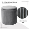Round Velvet Padded Seat Ottoman Storage Stool Box Footstool Pouffe Chair Grey