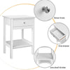 White Bedside Table Wooden Nightstand Cabinet Storage Unit with Shelf & Drawer