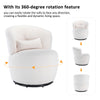 Swivel Chair Teddy Fabric Upholstered Rotating Armchair Sofa Accent Tub White US