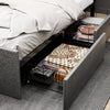 4ft6 Double Bed Frame with 4 Storage Drawers Upholstered Headboard With LED UK
