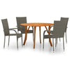 5 Piece Garden Dining Set Grey