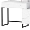 Dressing Table with Cabinet, LED Light, USB Ports, 5 Drawers, for Bedroom