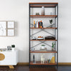 5 Tier Bookcase Shelves Wood & Metal Storage Rack Industrial Bookshelf Unit UK
