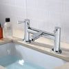 Modern Bathroom Bath Filler Mixer Tap Brass Deck Mounted Round Chrome Twin Lever