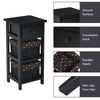 2 PCS Nightstand 3-Tier Bedside Sofa Table Modern Bedroom Side Table w/2 Baskets