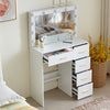 White Dressing Table Makeup Vanity Desk Set With LED Lighted Mirror, 5 Drawers