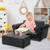 Kids Sofa Set 2-Seat Children Couch PVC Leather Upholstered Armchair Lounge Dark