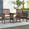 COSTWAY Outdoor Fir Wood Loveseat with 2-Tier Side Table and 5 cm Umbrella Hole