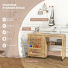 Barn-door Sewing Cabinet Folding Wewing Craft w/5 Lockable Wheels-Natural