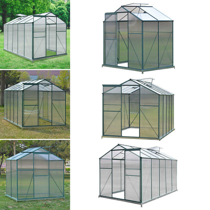 Aluminium Polycarbonate Greenhouse w/Sliding Door Window Garden Plant Grow House