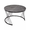 Set of 2 Marble Pattern Top Nesting Coffee Table Side End Table for Living Room