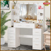 Large Dressing Table W/11 LED Light Mirror,7 Drawer, ShelvesVanity Makeup Desk
