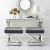 Square Fabric Stool Footstool Pouffe Seat Sofa Side Chair with Chrome Legs Stand
