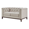 Dusk Chesterfield Stone Matte Velvet & Ash Wood Quilted 2 Seater Sofa