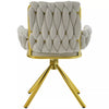 360° Rotatable Dining Chairs Velvet Padded Metal Legs Kitchen Swivel Chair Beige