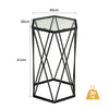 Glass Coffee Table Hexagonal Metal Frame Sofa Side Table Modern Narrow End Table