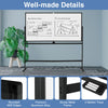 Double-Sided Magnetic Whiteboard 180 x 90 CM on Wheels-Black