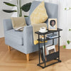 Small Side Table for Small Spaces Slim End Table with Magazine Holder Narrow End