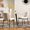 2PC Beige Dining Chairs Velvet Upholstered Seat Kitchen Chair Metal Legs