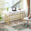 Computer Desk with Two Drawers, Modern Study Writing Desk with Storage, Makeup