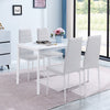 4pcs White Faux Leather Dining Chairs & White Marble MDF Top Dining Table Set