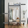 Metal Clothing Rack Hanging Rail Open Wardrobe Coat Stand with Shelves