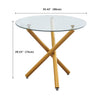 2x White Faux Leather Dining Chairs&Round Clear Glass Dining Table Golden Legs