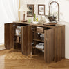 Robust 4-Door Sideboard Storage Cabinet with Adjustable Shelves, Walnut Finish