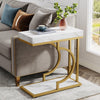 Narrow Side Table White Gold Side Table C Shaped End Table Modern Bedside Table