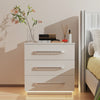 Bedside Tables White High Gloss LED Cabinets 3 Drawers Nightstand Modern Bedroom