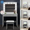 Vanity Dressing Table Stool Set Makeup Mirror/Drawers/Dimmabl 3 Colors LED Light