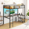 Loft Bed Single Platform Bed Metal High Sleeper Bed w/Charging Station