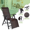 Adjustable Folding Reclining Rattan Chair Portable Chaise Lounge Chair