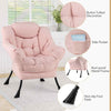 Home Office Accent Sofa Chair Leisure Lounge Armchair with Stool-Pink