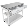 Kitchen Trolley Cart Rolling Island Cart Serving Cart Large Storage 2 Drawers